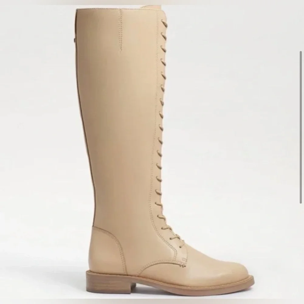 Sam Edelman Nance Leather Lace up Boots. Color: eggshell. Size: 6 - Picture 3 of 8